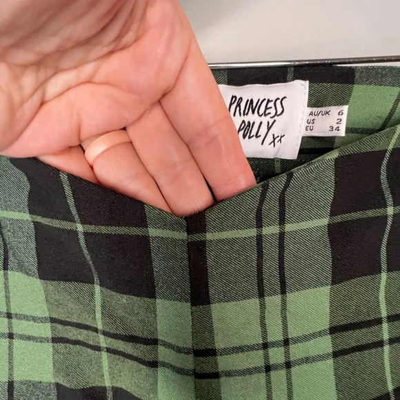 Princess Polly Plaid Green Women's Pants Holiday Plaid - Picture 4 of 7